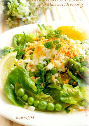 スナップえんどうと緑野菜のミモザサラダ-レシピのメイン写真