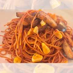 รูปของ トマトペーストで作る 茄子とにんにくの焼きパスタ