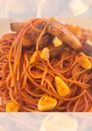 トマトペーストで作る 茄子とにんにくの焼きパスタ-レシピのメイン写真