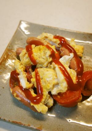 朝食に、卵・ミニウインナーの炒め物-レシピのメイン写真