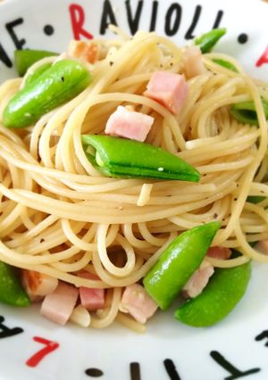 スナップエンドウとベーコンのパスタ♪-レシピのメイン写真