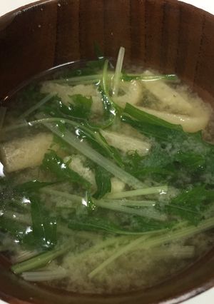 俺のみそ汁（水菜&油揚げ）-レシピのメイン写真