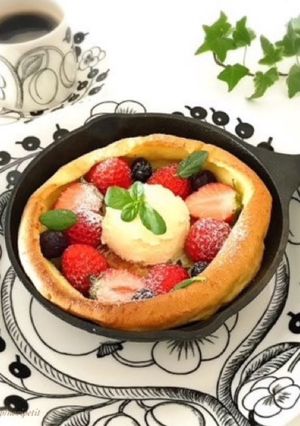 卵1個♡焼くまで1分♡春色ダッチベイビー-レシピのメイン写真