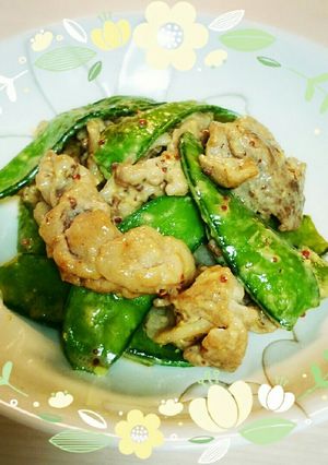 豚肉と絹さやのマヨマスタード炒め✩-レシピのメイン写真
