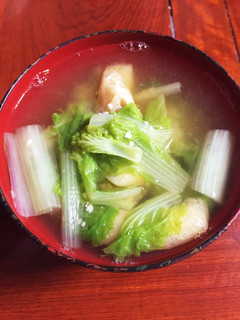 山東菜と薄揚げの味噌汁-レシピのメイン写真