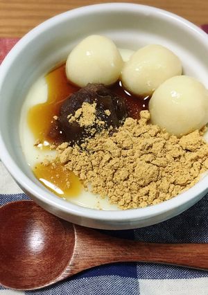 はちみつ豆乳プリン♪豆腐白玉のっけ♪-レシピのメイン写真