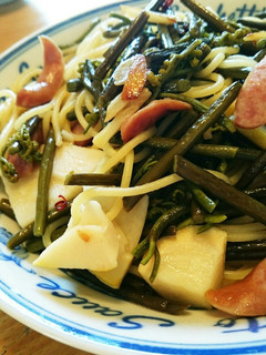 ワラビとタケノコの和風ペペロンチーノ-レシピのメイン写真