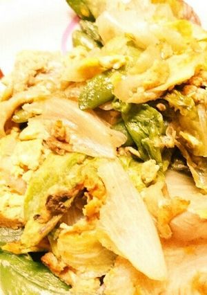 スナップえんどうとレタスの卵とじ-レシピのメイン写真