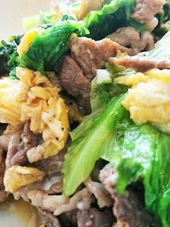 サニーレタスとふわふわ卵の牛肉炒め-レシピのメイン写真