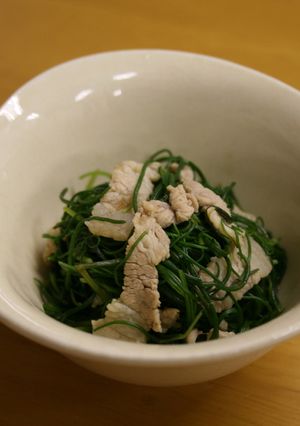 おかひじきと豚肉の辛子醤油和え-レシピのメイン写真