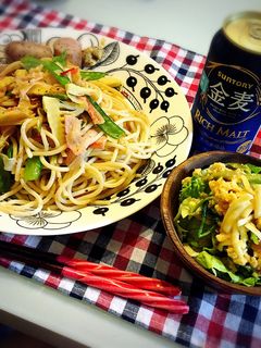 春♪さやえんどうと筍のペペロンチーノ-レシピのメイン写真