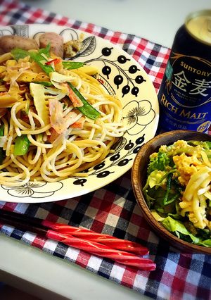 春♪さやえんどうと筍のペペロンチーノ-レシピのメイン写真