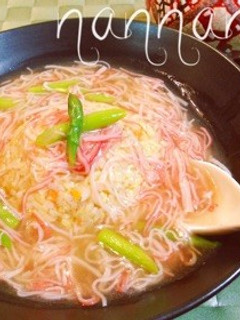 カニカマとアスパラのあんかけチャーハン♪-レシピのメイン写真