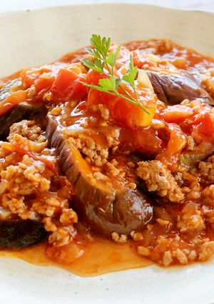 みんな大好き！ナスとひき肉のトマト煮込み-レシピのメイン写真