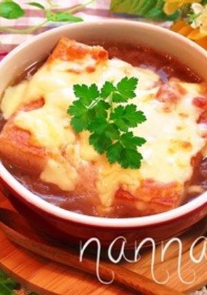 パン耳と時短のオニオングラタンスープ♡-レシピのメイン写真
