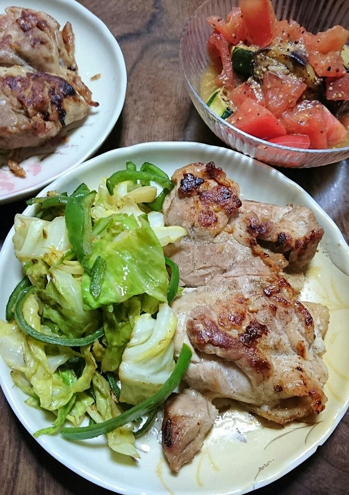 簡単！鶏モモ肉の塩焼と春キャベツの炒め物-レシピのメイン写真