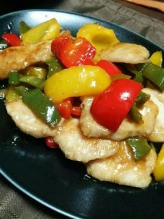 簡単!パプリカと鳥むね肉の甘酢炒め♪-レシピのメイン写真