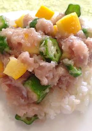 オクラとズッキーニのネギトロご飯-レシピのメイン写真