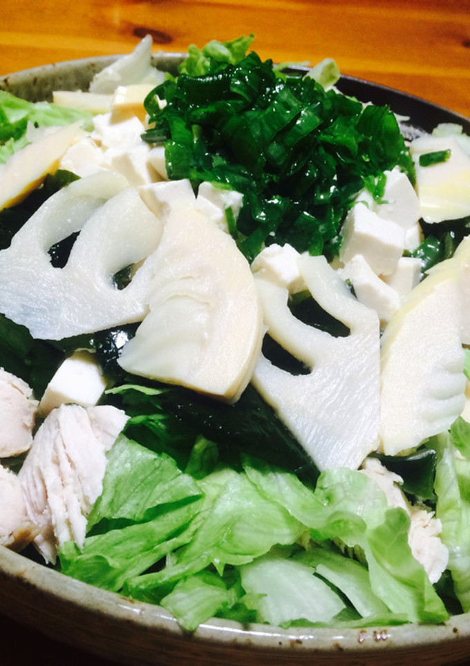 筍と豆腐とワカメの和風サラダ-レシピのメイン写真