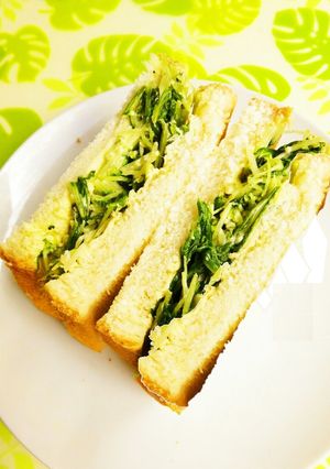 ☺大量消費☆水菜のグリーンサンドイッチ☺-レシピのメイン写真