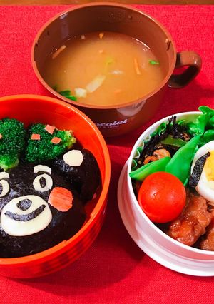 被災地応援キャラ弁くまモン ツムツム弁当-レシピのメイン写真