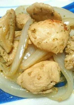 鶏ささみと玉ねぎの柚子胡椒炒め-レシピのメイン写真