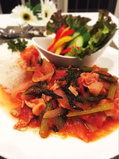 10min* 豚肉と小松菜のトマト煮-レシピのメイン写真