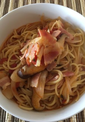 簡単トマトのキノコベーコンパスタ-レシピのメイン写真