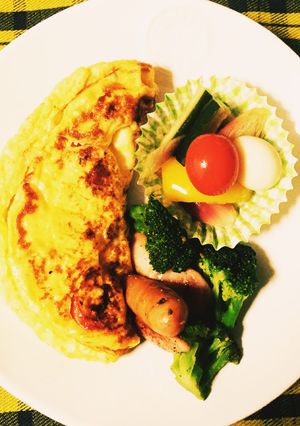 トマトオムレツ朝食プレート-レシピのメイン写真