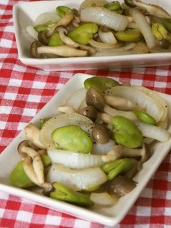 そらまめと新玉ねぎのガリバタ醤油炒め-レシピのメイン写真