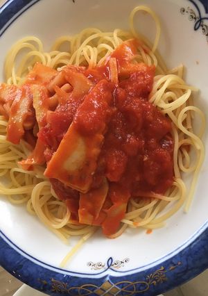 筍 トマトピリ辛ソース スパゲティ-レシピのメイン写真