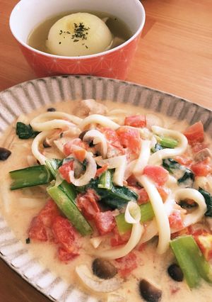 フレッシュトマトのクリームうどん-レシピのメイン写真