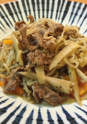 初めてでも簡単♪牛肉（鶏）とごぼうの煮物-レシピのメイン写真