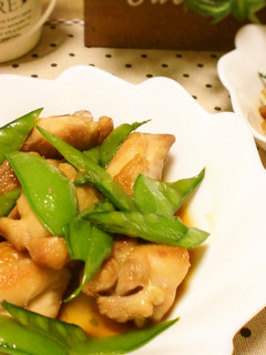 ぱぱっと!鶏肉と絹さやの甘辛炒め-レシピのメイン写真