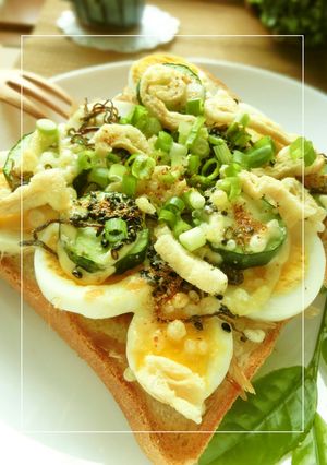 茹で卵のかっぱ×きつね和トースト-レシピのメイン写真