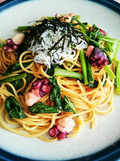 小松菜とタコの和風パスタ-レシピのメイン写真