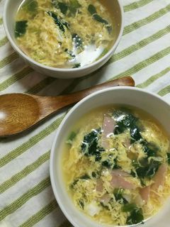 ほうれんそうとベーコンのたまごスープ♪-レシピのメイン写真