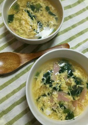 ほうれんそうとベーコンのたまごスープ♪-レシピのメイン写真