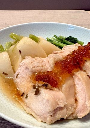 塩麹でしっとり♡レンジ蒸し鶏-レシピのメイン写真