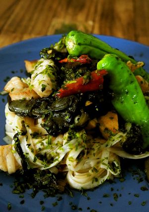 【糖質0麺】野沢菜と豚肉のペペロンチーノ-レシピのメイン写真