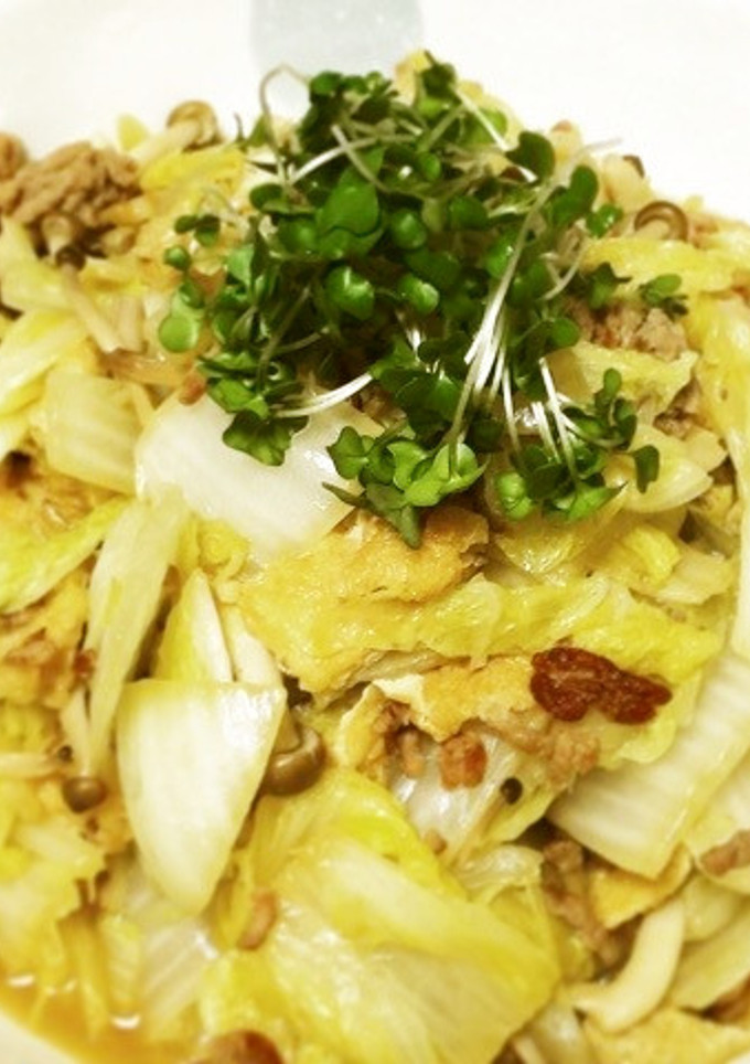 ひき肉と油揚げの白菜炒め-レシピのメイン写真