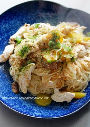 茹で鶏de焼きそうめん♡-レシピのメイン写真