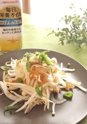 栄養オイルで！もやしとえのきの福神漬炒め-レシピのメイン写真