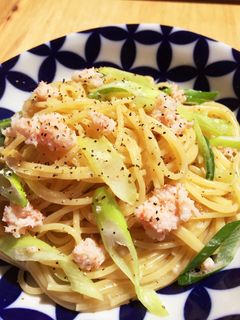 カニ缶とネギのさっぱり塩味パスタ♪-レシピのメイン写真
