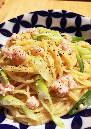 カニ缶とネギのさっぱり塩味パスタ♪-レシピのメイン写真