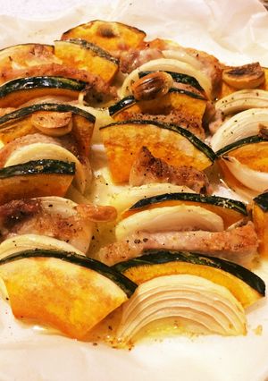 簡単!豚肉とカボチャのぎゅうぎゅう焼き-レシピのメイン写真