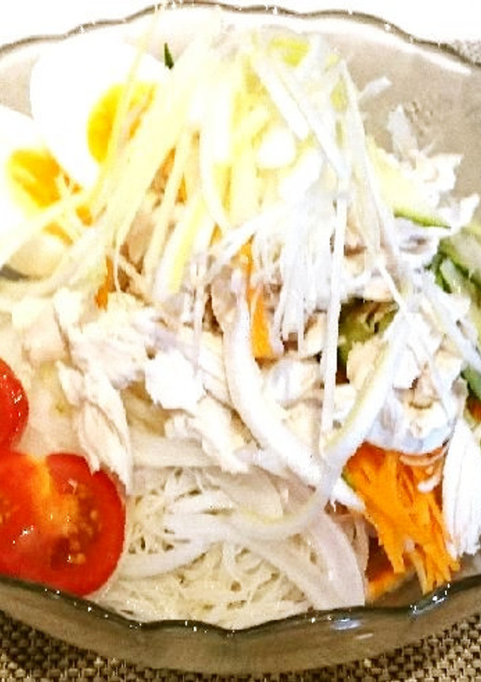 ビーフンでささみ・野菜たっぷり冷やし中華-レシピのメイン写真