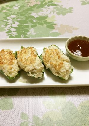 ピーマンの豆腐詰め♡-レシピのメイン写真