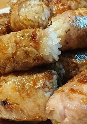 冷めても美味しい!!肉巻きおにぎり♪-レシピのメイン写真