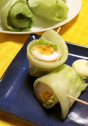 ハムと卵の巻き巻きレタス♪-レシピのメイン写真